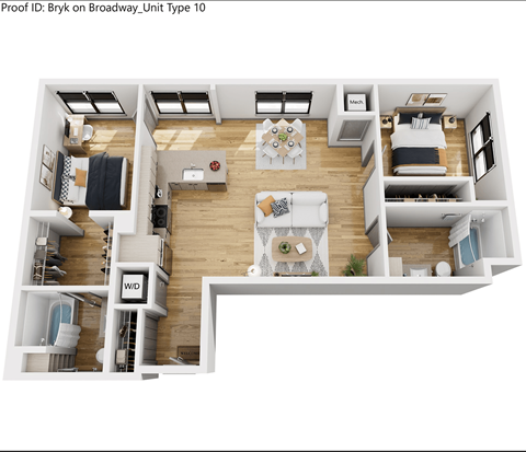 Floor plan for 2 beds, 2 baths, 1092 sqft